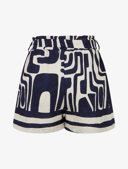 Short fluide taille haute à nouer - Marine