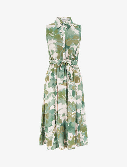 Robe longue style chemise imprimé abstrait - Vert - 1