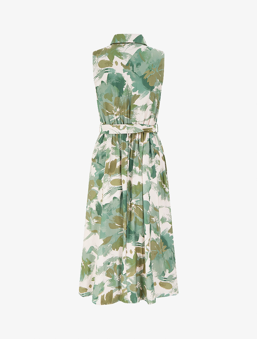 Robe longue style chemise imprimé abstrait - Vert - 2