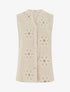 Blouse sans manches à broderies fleuries - Beige - 1