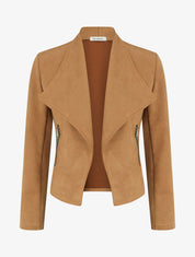 Veste en suédine à poches décoratives zippées - Camel