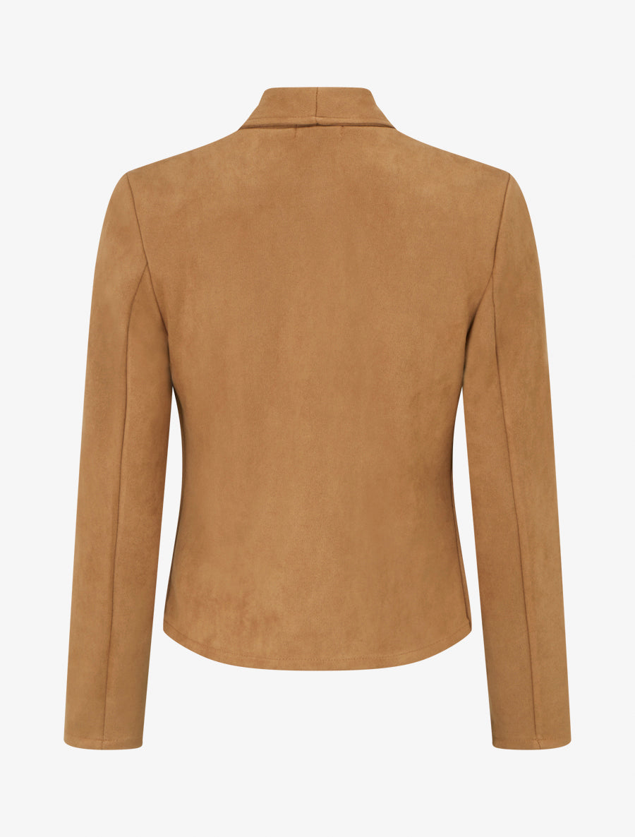 Veste en suédine à poches décoratives zippées - Camel