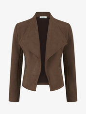 Veste en suédine à poches décoratives zippées - Marron