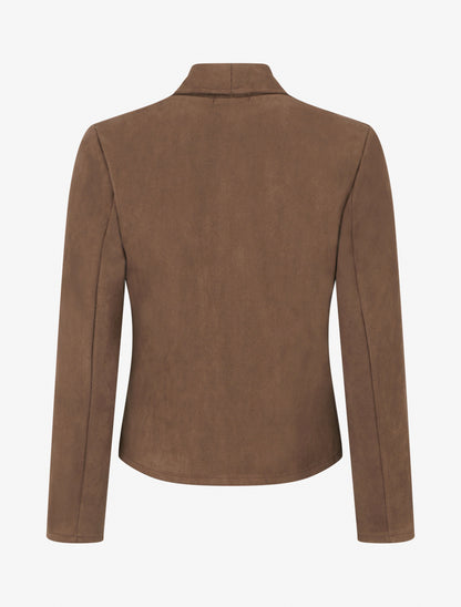 Veste en suédine à poches décoratives zippées - Marron