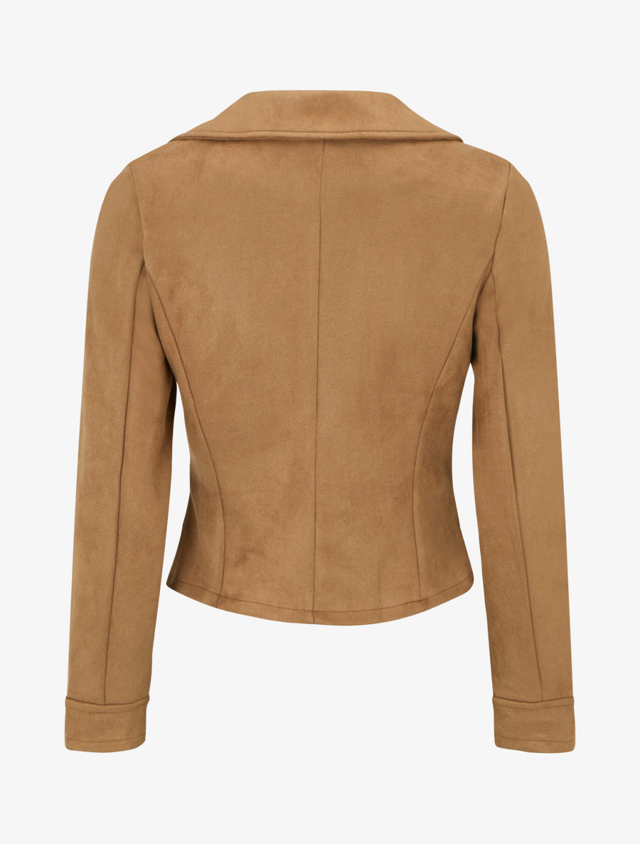 Veste en suédine à fermeture zippée - Camel