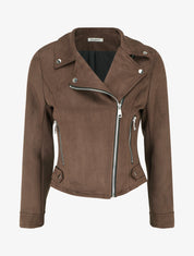 Veste en suédine à fermeture zippée - Marron