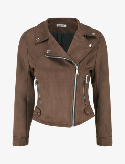 Veste en suédine à fermeture zippée - Marron