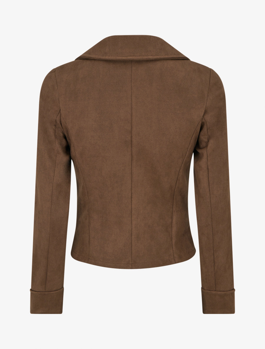 Veste en suédine à fermeture zippée - Marron - 2