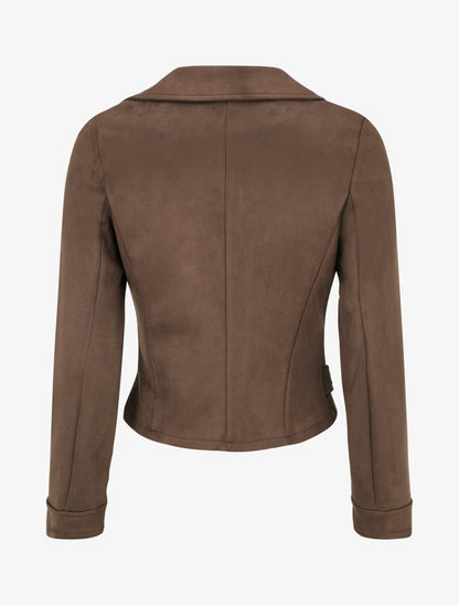 Veste en suédine à fermeture zippée - Marron