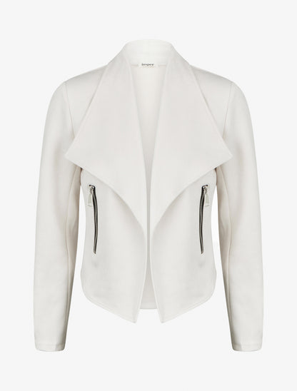 Veste droite en suédine à poches - Crème