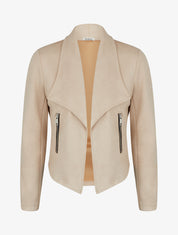 Veste en suédine à col châle - Beige