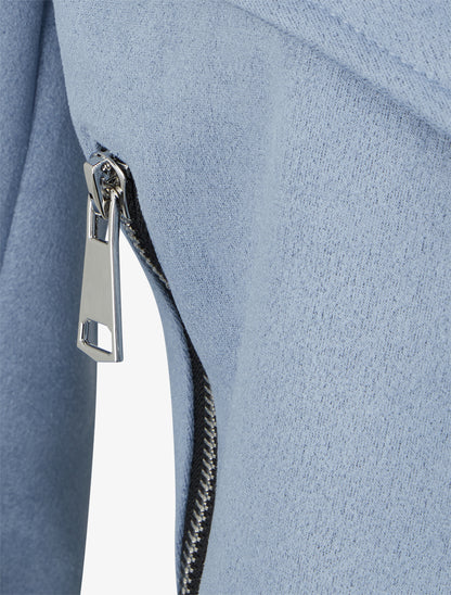 Veste droite en suédine à poches - Bleu ciel