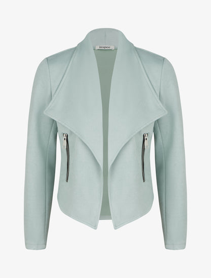 Veste en suédine à col châle - Vert d&