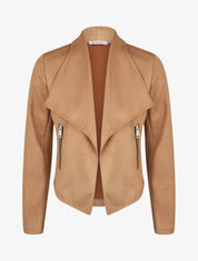 Veste en suédine à col châle - Camel