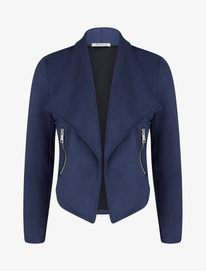 Veste en suédine à col châle - Marine