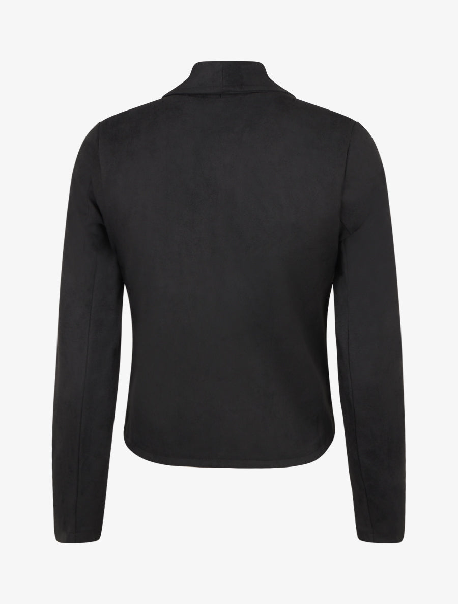 Veste en suédine à col châle - Noir