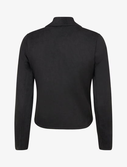 Veste en suédine à col châle - Noir