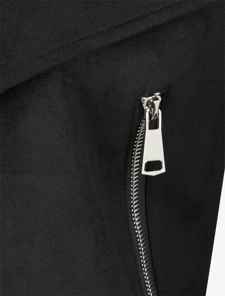 Veste en suédine à col châle - Noir