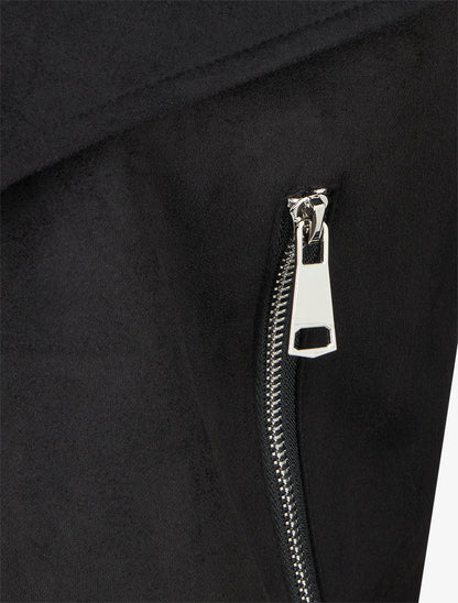 Veste en suédine à col châle - Noir