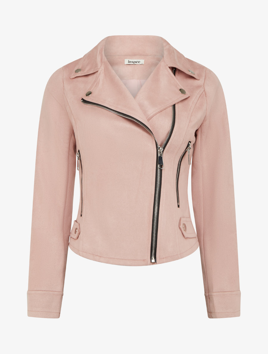 Veste en suédine à fermeture zippée - Rose - 1