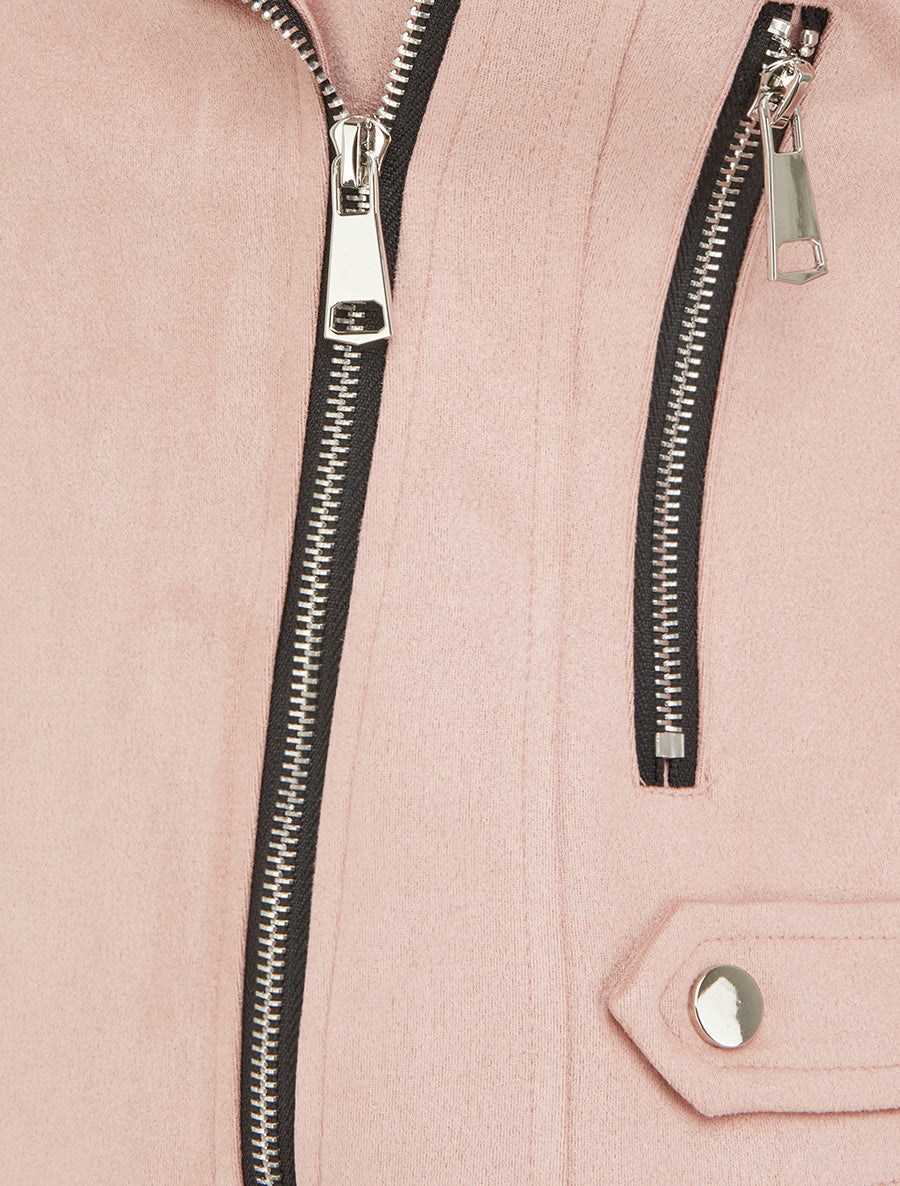 Veste en suédine à fermeture zippée - Rose - 3
