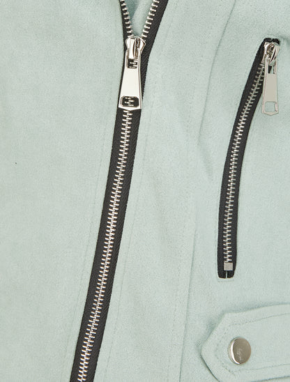 Veste en suédine à fermeture zippée - Vert d&