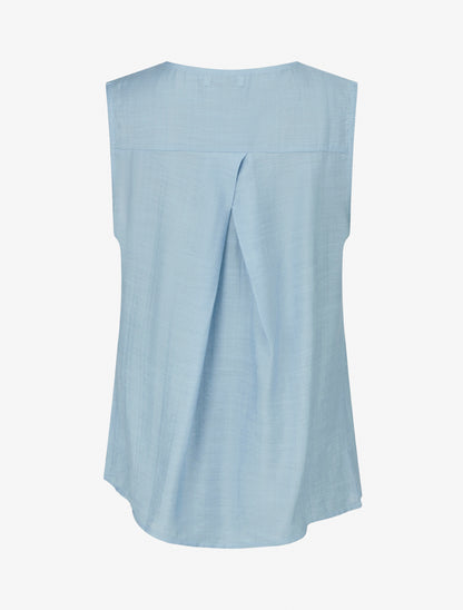 Top sans manches à col V boutonné - Bleu ciel - 2
