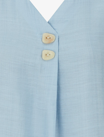 Top sans manches à col V boutonné - Bleu ciel - 3