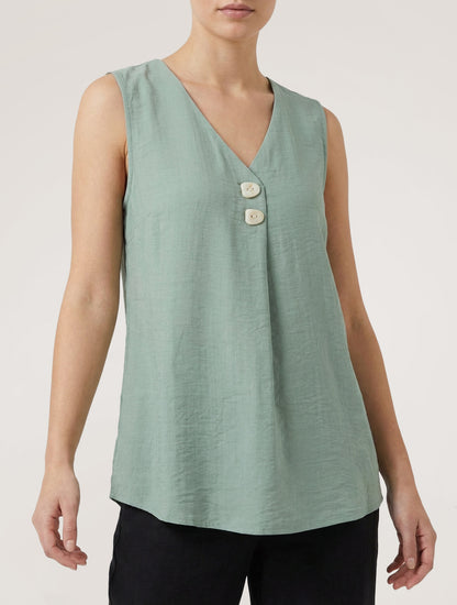 Top fluide sans manches col V - Vert clair