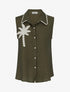 Chemise sans manches à broderie palmier - Kaki - 1