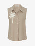 Chemise sans manches à broderie palmier - Taupe clair - 1
