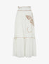 Jupe longue évasée à motif floral brodé - Blanc - 1