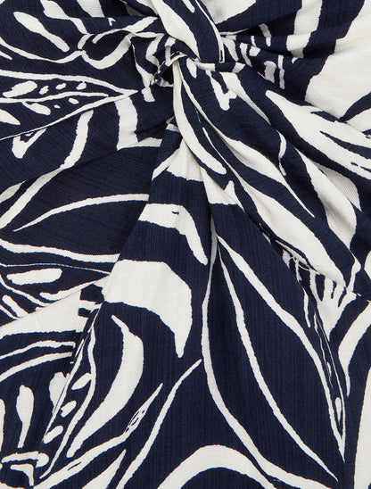 Robe longue à bretelles et imprimé stylisé - Marine - 3