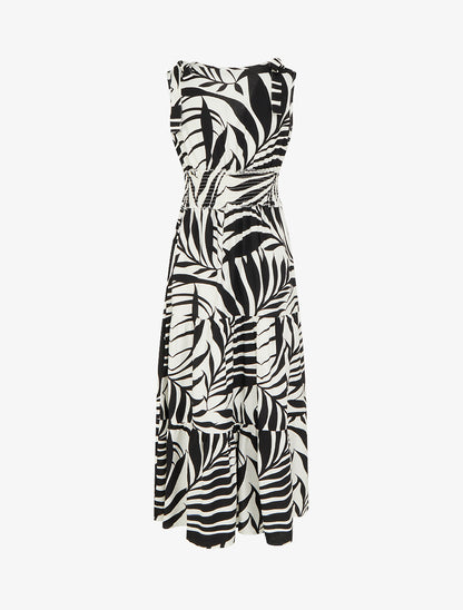 Robe imprimé feuillages à bretelles à noeud - Noir - 2