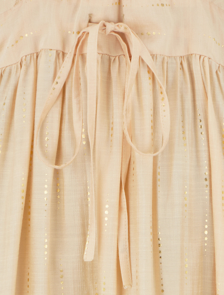 Robe élastiquée unie à détail irisé - Rose saumon - 3