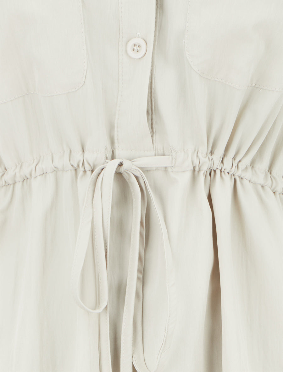 Robe droite unie à manches courtes - Beige - 3