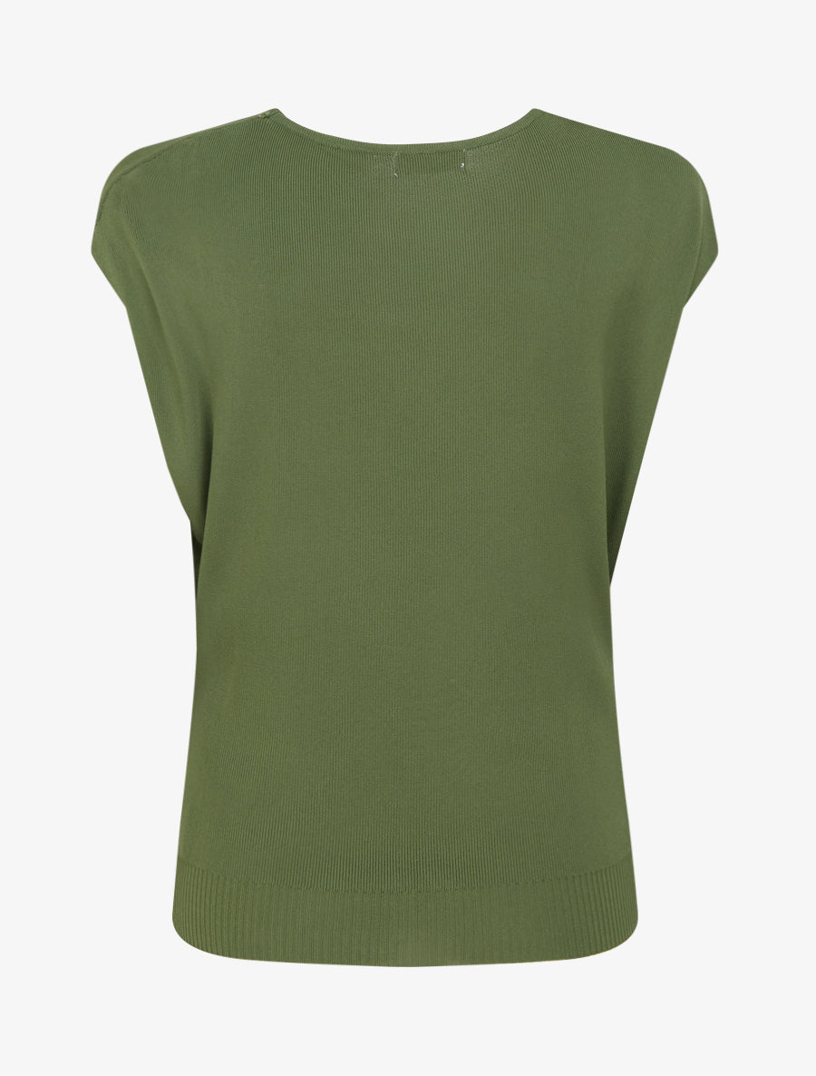 Top uni sans manches à col bénitier - Kaki - 2