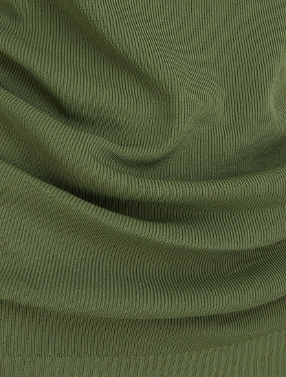 Top uni sans manches à col bénitier - Kaki - 3