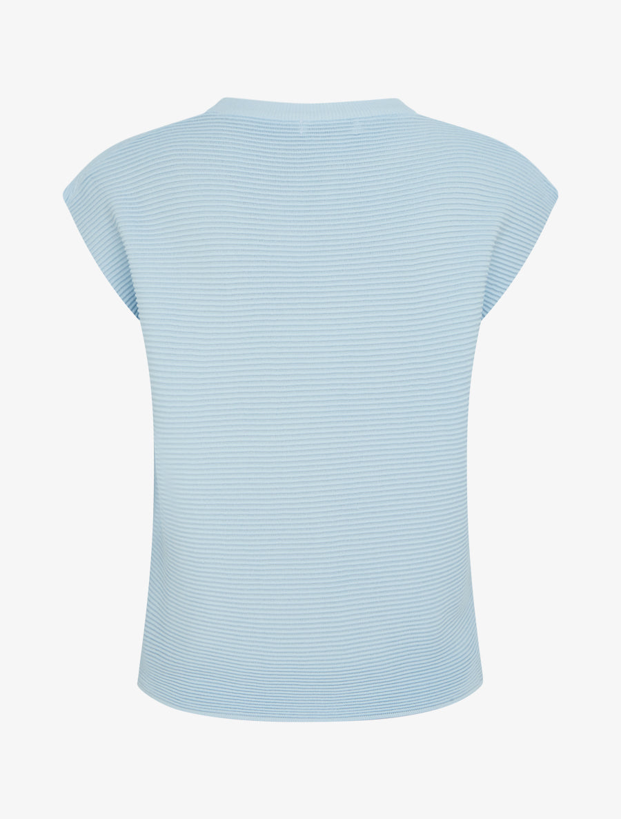 Top uni texturé à col rond - Bleu ciel - 2