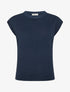 Top uni texturé à col rond - Marine - 1