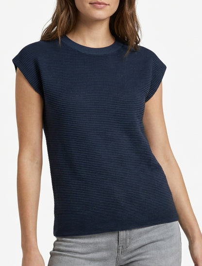 Top texturé sans manches - Marine