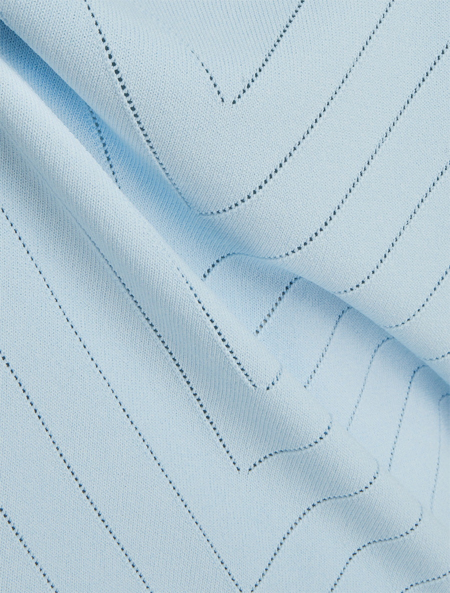 Top uni ajouré à col rond - Bleu ciel - 3