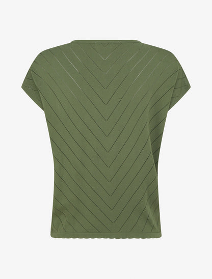 Top uni ajouré à col rond - Kaki - 2