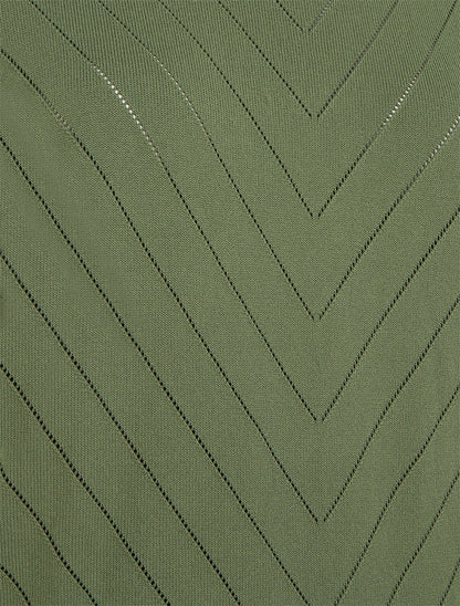 Top uni ajouré à col rond - Kaki - 3