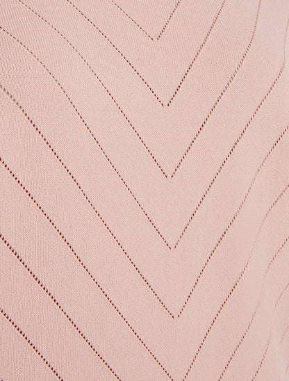 Top uni ajouré à col rond - Rose - 3