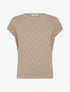 Top uni ajouré à col rond - Taupe - 1
