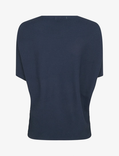 Top uni texturé à manches courtes - Marine - 2