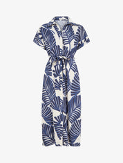 Robe chemise imprimé tropical à manches courtes - Bleu - 1