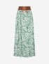 Jupe longue imprimé feuillages à taille élastiquée - Vert d&