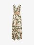 Robe longue évasée sans manches imprimé fantaisie - Kaki - 1